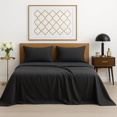 Bedsheets For King Bed Include Pillow Cover, Ultra Soft - 108x108 Inches | Microfiber Plain Dark Grey Solid Bed Sheet-Good For Home, Hotel, Villa, Resort & Guest House