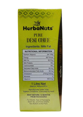 100% Pure Desi Ghee By Herba Nuts | Natural & Healthy Gir Cow Cultured Desi Ghee Perfect For Immunity Booster | (1 Litre) 16.9 Ounce | Box Pack
