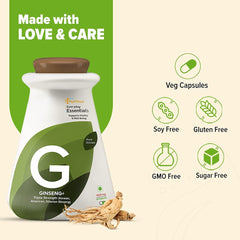 Myfitfuel Ginseng+ Triple Strength Ginseng With Korean, American & Siberian Ginseng, 400mg | 180 Capsules 200gm 0.4lbs