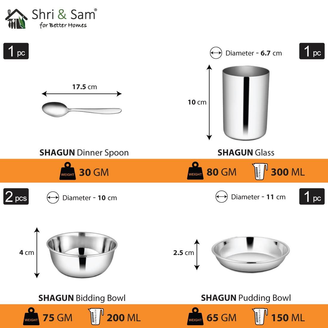 Stainless Steel Shagun Solid Dinner Set Of 6 Pcs, Silver | 1 Dinner Plate+ 1 Dinner Spoon+ 1 Glass+ 1 Bidding Bowl+ 1 Pudding Bowl+ 1 Halwa Plate Stainless Steel Shagun Solid Dinner Set Of 6 Pcs, Silver | 1 Dinner Plate+ 1 Dinner Spoon+ 1 Glass+ 1 Bidding Bowl+ 1 Pudding Bowl+ 1 Halwa Plate