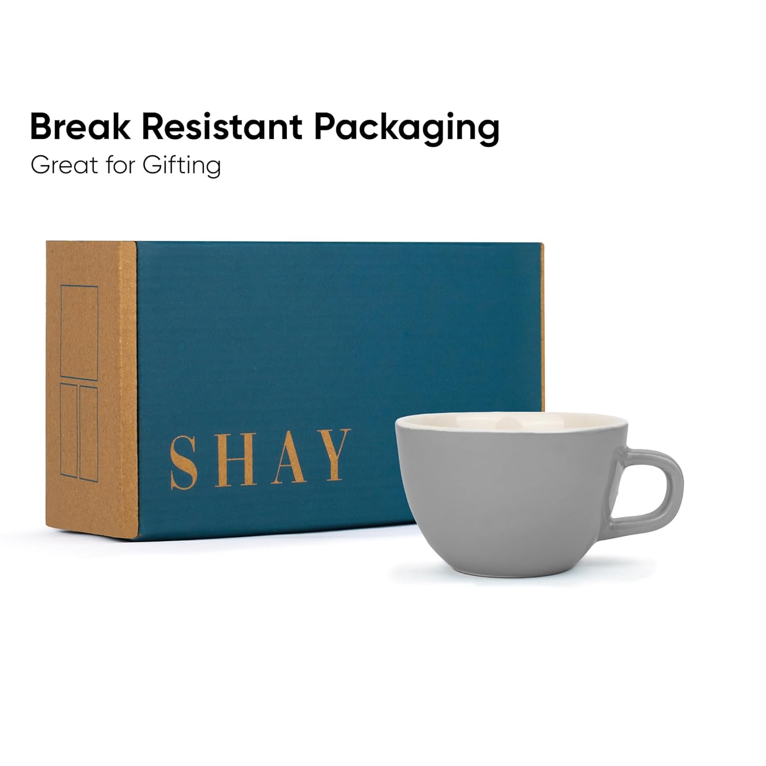 Large Ceramic Coffee Cup Set Of 2 - Grey, 300ml Each | Cappuccino Cup With Glossy Finish - Large Ceramic Coffee Cup | Premium Stoneware Coffee Cup - Microwave Safe Large Ceramic Coffee Cup Set Of 2 - Grey, 300ml Each | Cappuccino Cup With Glossy Finish - Large Ceramic Coffee Cup | Premium Stoneware Coffee Cup - Microwave Safe