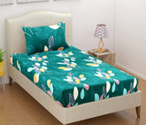 1 Single Bedsheet With One Pillow Cover - 60 X 90 Inches, Dark Green | Breathable & Wrinkle Free - Light Weight And Easy To Wash At Home