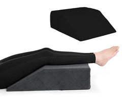 Leg Elevation Pillow, Orthopedic Memory Foam Leg Pillow, Black & Grey Color | For Leg Elevation Sciatica Relief, Varicose Veins, Side Sleepers & Wedge Pillow, Lightweight, Removable Cover