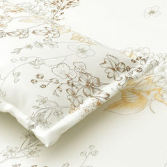Queen Size Pure Cotton Bedsheet With 2 Pillow Covers | 90 × 108 Inches, Cream & Brown | Soft Breathable Floral Design Bedding | Comfortable Sleep All Year