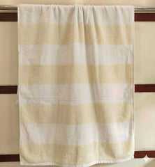 Cotton Bolls Textiles Premium 100% Cotton Bath Towel 450 Gsm | Ultra-Soft & Absorbent Quick Dry Durable Stripe Design Towel (Beige)