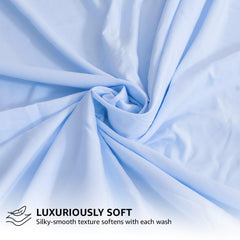 100% Egyptian Cotton Flat Bedsheet For King Size With 2 Pillow Cover - 102 X 110 Inches, Light Blue | Ideal For Large Beds In Homes, Hotels, Guest Rooms & Villas