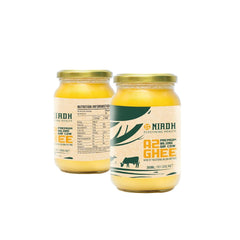 100% Natural A2 Bilona Gir Cow Desi Ghee By Niadh | Naturally & Healthy Protein Fiber Pure Cow Desi Ghee For Sweets | 400ml (200ml * 2) 13.5 Ounce | Jar Pack