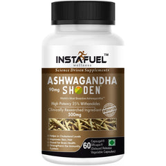 Instafuel Shoden Ashwagandha Root Extract Clinically Proven 35% Withanolide Glycosides, Stress & Anxiety Relief, Immune Support | 60 Vegan Capsules 100gm 0.2lbs