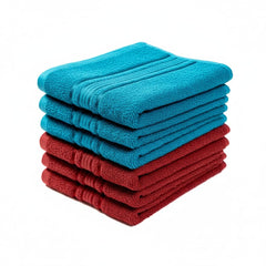 Akiko Home 100% Cotton Essential Series Hand Towels 1200 Gsm | Soft, Absorbent & Durable, Cotton Hand Towel For Bathroom Use, Gentle On Skin- Pack Of 6 (Teal & Maroon)
