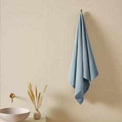 Haus & Kinder Maple Waffle Bath Towel 220 Gsm | Honeycomb Large Size Bathing Towels 100% Cotton Towel For Men & Women (Solid Bule)