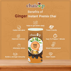 Chaizup Premium 1 Min Instant Ginger Tea Premix - 1 Kg Can, 35.2 Ounce | Just Add Hot Water - Assam Adrak Chai Powder | Low Caffeine, No Added Color - Home Like Tea