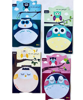 300 Sheets Owl Round Shape Sticky Notes Set - Office Stationery Memo Pad Study Material | Set Of 4