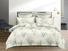 1 King Size Elastic Fitted Bedsheet With 2 Pillow Cover & Comforter - 72 X 78 Inches, Cream | Ideal For Hotel, Guest House, Home Bedsheet