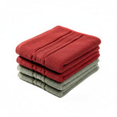 Akiko Home 100% Cotton Essential Series Hand Towels 800 Gsm | Soft, Absorbent & Durable, Cotton Hand Towel For Bathroom Use, Gentle On Skin- Pack Of 4 (Maroon & Green)
