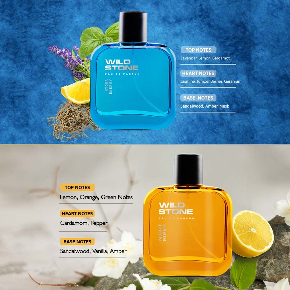 Wild Stone Hydra Energy & Night Rider  Mens Perfume 60ml 2.0 Fl.oz. Pack Of 2 | Long Lasting Perfume Gift Hamper Wild Stone Hydra Energy & Night Rider  Mens Perfume 60ml 2.0 Fl.oz. Pack Of 2 | Long Lasting Perfume Gift Hamper