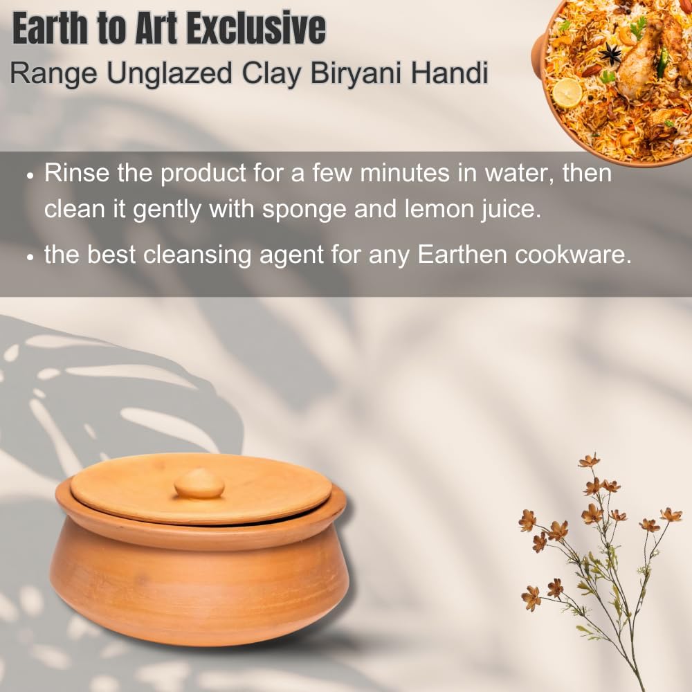 Exclusive Range Unglazed Clay Handi | Earthen Kadai | Clay Pot For Cooking & Serving -1.5 Liters Pack Of 2, Red-Ochre (Gerua) Exclusive Range Unglazed Clay Handi | Earthen Kadai | Clay Pot For Cooking & Serving -1.5 Liters Pack Of 2, Red-Ochre (Gerua)