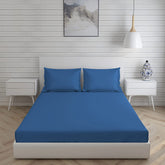 Plain Bedsheet For Single Bed With 1 Pillow Cover | 59 X 87 Inches, Blue - Light Weight & Breathable, All Season Comfort Single Bedsheet
