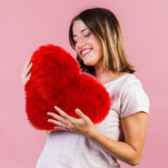 Heart Shape Cushion Pillow Valentine Gift, Red Love Pillow - 12"X12 Inch | For Girlfriend, Boyfriend, Couples, Husband & Wife Valentine's Day Love Pillow, Valentine Week Gift Item