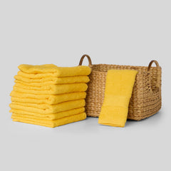 Kopa By Bianca 100% Cotton Soft Terry Face Towel 400 Gsm (Yellow) -Pack Of 8