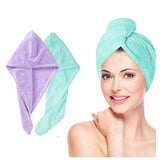 Fezora Hair Towel Wrap For Women (Pack Of 2) | Quick-Dry Microfiber Hair Turban With Elastic Loop | Super Absorbent Hair Drying Towel For Ladies & Girls (Purple & Pista)