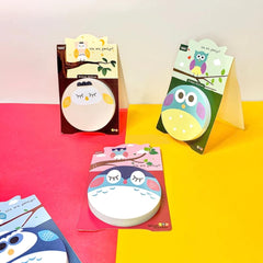 300 Sheets Owl Round Shape Sticky Notes Set - Office Stationery Memo Pad Study Material | Set Of 4