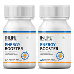 Inlife Energy Booster Supplement Shilajit Ashwagandha Tribulus Green Coffee Bean And Moringa Helps Support Strength & Energy, Herbal Ayurvedic Product | 60 Veg Capsules 100gm 0.2lbs Each Pack Of 2
