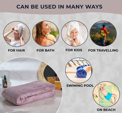 Fezora Microfiber Bath Towels | Extra Soft Plush & Quick Dry High Absorbency With Large Size Towels (Pack Of 2, Wine & Sky Blue)