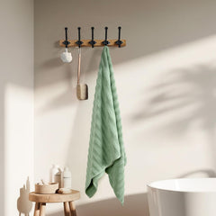 Haus & Kinder Allure Zero Twist Bath Towel 500 Gsm | 100% Cotton Towel For Men, Women | Gym Towels, Spa Towels Large Size (Beige & Green) Pack Of 2
