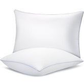 Bed Pillows For Sleeping, Queen Size Pillows, Down Alternative Filling, White | Pillow For Back, Stomach & Side Sleepers Grey, Comfortable-Durable | Luxury Fabric, Machine Washable - Set Of 2