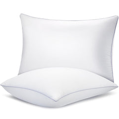 Bed Pillows For Sleeping, Queen Size Pillows, Down Alternative Filling, White | Pillow For Back, Stomach & Side Sleepers Grey, Comfortable-Durable | Luxury Fabric, Machine Washable - Set Of 2