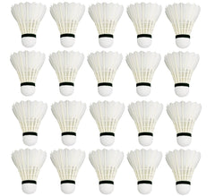 PR Professional Badminton Feather Shuttlecocks | White , Pack Of 20