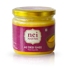 Pure Premium A2 Desi Ghee By Nei Native | Pure Bilona Method Homemade Cow Desi Ghee Good For Skin & Hair | (250ml) 8.4 Ounce | Jar Pack