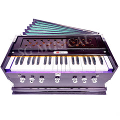 Musical Instrument Harmonium - 7 Stopper (5 Stops 2 Drones), Churidar Bellow, Total 39 Keys, Two Reeds (Bass+ Male), 3 1/4 Octave | Two Side Carry Handles, Jaali Frame On Keys