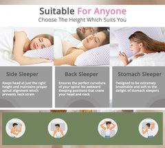 Orthopedic Memory Foam Pillow, Neck Support, White & Grey - 24 X 16 X 4 Inches | Cervical Pillow Shoulder Support For Side & Back Sleepers | Hypoallergenic, Removable, Washable Cover - Piece