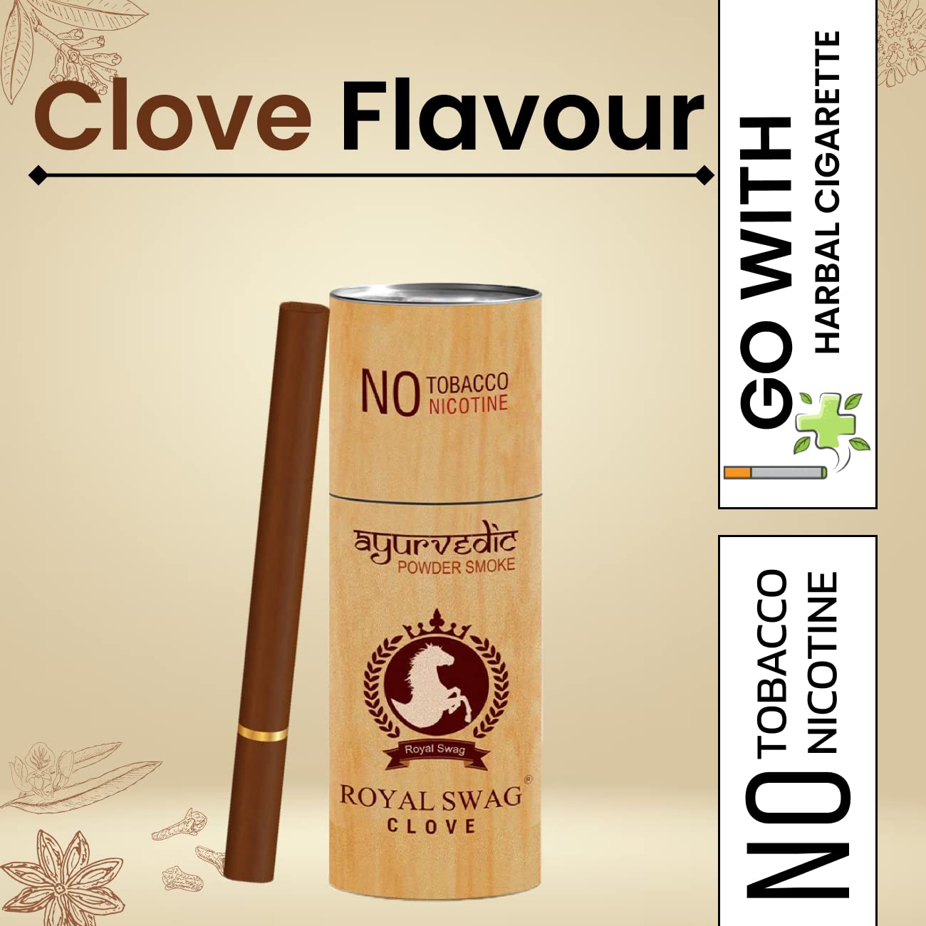 Royal Swag Ayurvedic Herbal Cigarettes 100% Tobacco Free 100% Nicotine Free Cigarettes Clove Flavoured | Smoking Cessation Pack Of 50 Royal Swag Ayurvedic Herbal Cigarettes 100% Tobacco Free 100% Nicotine Free Cigarettes Clove Flavoured | Smoking Cessation Pack Of 50