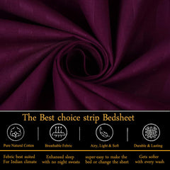 Breathable Single Size Flat Bedsheets With 1 Pillow Covers | 60 X 90 Inches, Wine | Wrinkle Resistant & Soft Skin Safe | 144 Thread Count