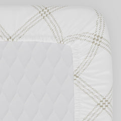Fitted 1 Single Size Bedsheet With 1 Pillow Cover - Size 36 X 78 Inches, White & Beige | Luxury Soft Sheet, Lightweight & Breathable Bedsheet