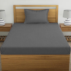 Glace Cotton 1 Single Bedsheet With 1 Pillow Cover - 60 X 90 Inches, Grey | Comfort Fabric Bedsheet Home, Hotel & Guest House