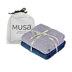 Musa Banana Bath Towels 400 Gsm | Towels With Free Bag Terry Towels Large Size | Super Soft & Super Absorbent (Midnight Blue + Misty Lilac) Pack Of 2