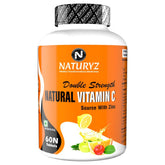 Naturyz Double Strength Natural Vitamin C & Zinc Supplement 1250 Mg With Amla, Acerola Cherry, Citrus Bioflavonoids For Immunity Support & Skincare | 60 Tablets , 100gm 0.2lbs