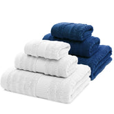 Mush Bamboo Luxurious 2 Bath + 2 Hand & 2 Face Towel 1800 Gsm | Ultra Soft, Absorbent & Antimicrobial Towel (Navy & White) -6 Piece