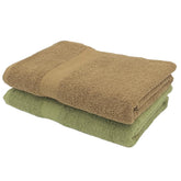 Patpug 100% Indian Ultra Soft Cotton 500 Gsm Highly Absorbent, Fade Resistant, Quick Drying Large Bath Towel (Sepia Brown & Olive Green)
