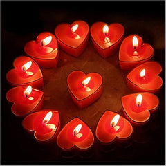 ROSE FRAGRANCE HEART SHAPE TEALIGHT CANDLES SET OF 10 | PERFECT FOR ANNIVERSARY
