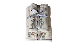 Senses By Riba All Cotton 550 Gsm Embroidered Towel Bath Set - Pack Of 4 (Style 13)