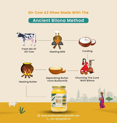 100% Natural A2 Bilona Gir Cow Desi Ghee By Niadh | Naturally & Healthy Protein Fiber Pure Cow Desi Ghee For Digestive Health | (500ml) 16.9 Ounce | Jar Pack