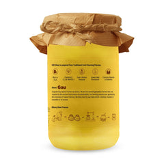 Pure Gir Cow Ghee By Gau Organics | Natural Hand Made Curd Churned Desi Ghee Helps To Boost Immunity | (1 Litr) 33.8 Ounce | Jar Pack
