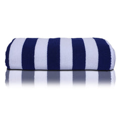 Home + Studio 100% Cotton Bath Towel 650 Gsm | Hotel Pool, Beach, Gym Towel Extra Large Size Bath Towel - Blue & White Stripes
