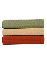 Eco Sense Basket Weave 100% Cotton Luxuriosly Bath Towels 1050 Gsm | Soft, Super Absorbent, Large Size Quick Dry Bath Towel - Sandal, Cinnamon, Leafy (Pack Of 3)