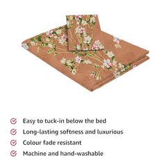 180 TC Print Cotton 1 Single Bedsheet With 1 Pillow Cover - 60 X 90 Inches, Brown & White | Soft & Breathable Fabric, Skin-Friendly Bed Sheet For All Seasons