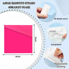 Transparent Sticky Note Pads - 200 Pcs | 4 Pads X 50 Sheets - Suitable For Reading, Study, School